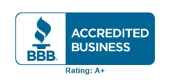 Tree Removal Service West Covina -BBB Accredited Business logo with a blue flame symbol and A+ rating.