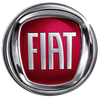Un logo Fiat rouge et argent sur fond blanc.