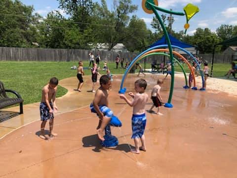 children playing in water