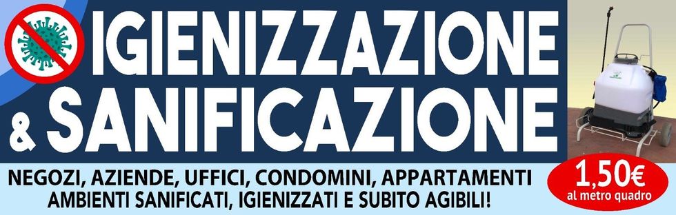 A sign that says igienizzazione and sanitizzazione on it