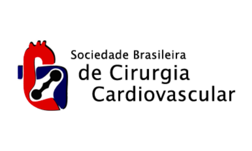 Logotipo da Sociedade Brasileira de Cirurgia Cardiovascular. Apresenta um coração estilizado e o nome da organização em português.