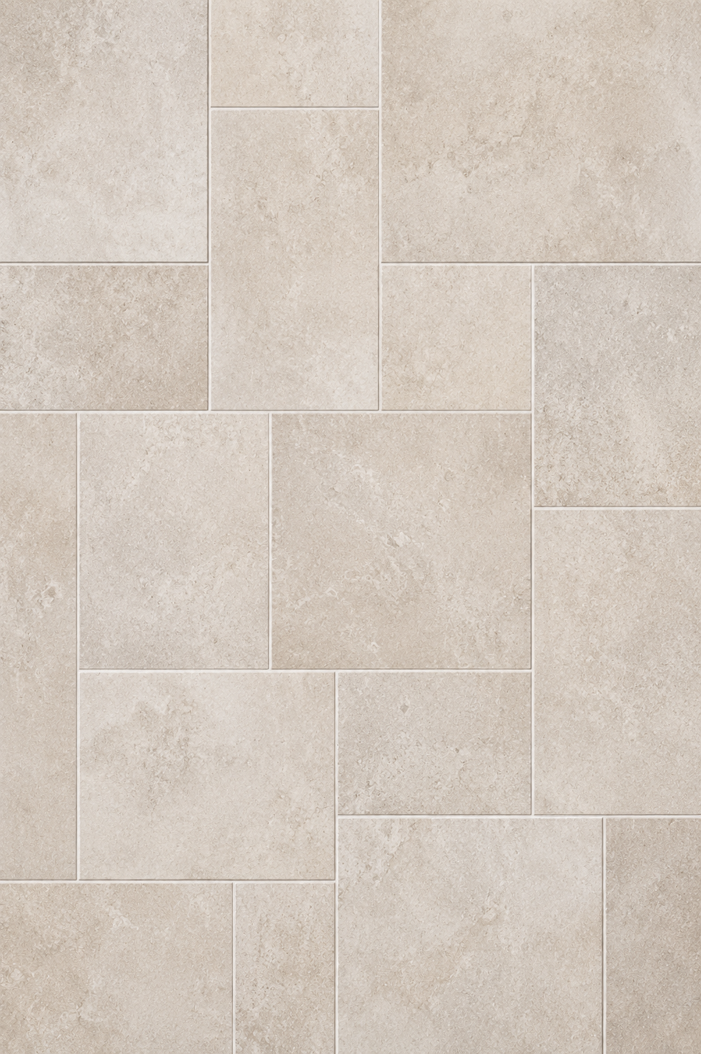 Light beige stone tile wall with staggered rectangular blocks