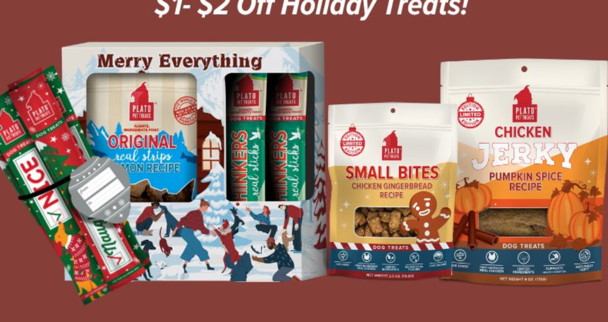 A variety of dog treats are sitting on top of each other on a table