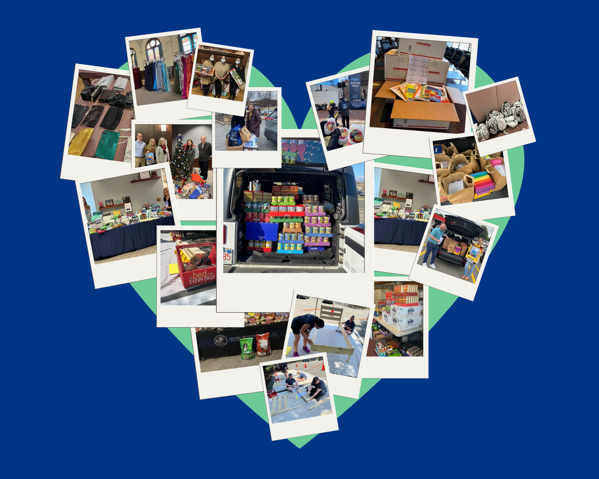 A collage of photos from MBKs monthly initiative assembled in the shape of a heart