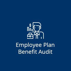 A blue background with an icon of a man and the words `` employee plan benefit audit ''.