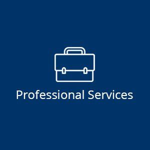 A blue background with a briefcase and the words `` professional services ''.