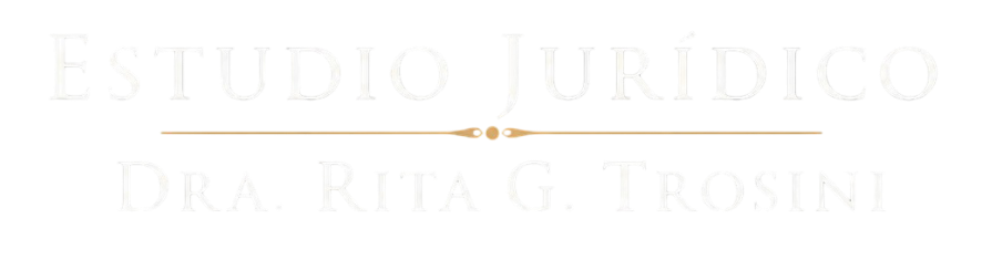 Logotipo con fondo blanco y texto dorado que dice “ESTUDIO JURÍDICO” y “Dra. Rita G. Thosin”