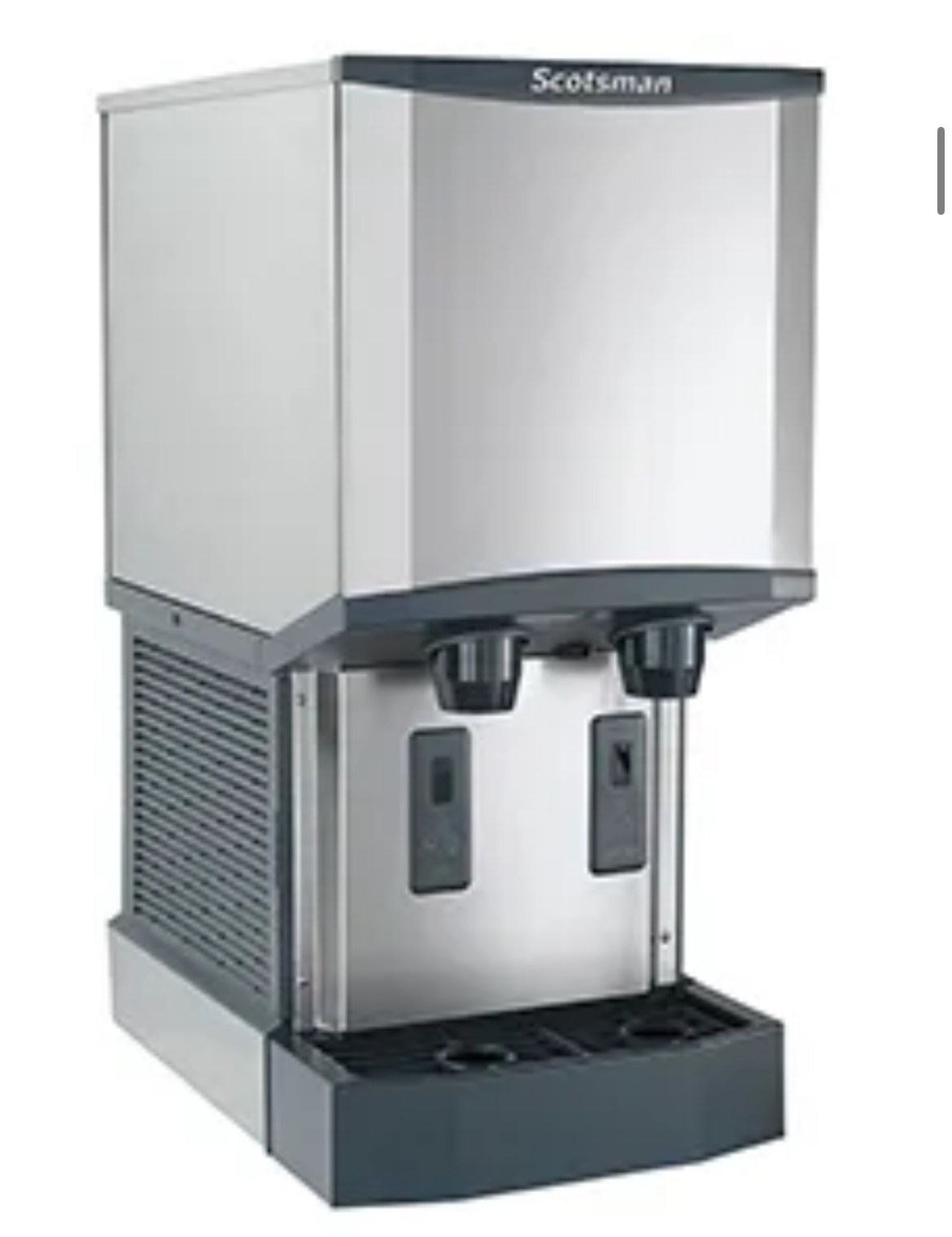 A stainless steel ice machine from scotsman