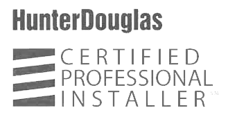 The logo for hunter douglas is a certified professional installer.