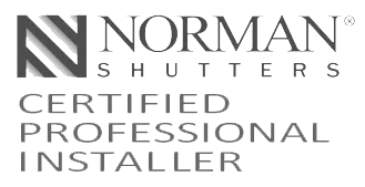 The norman shutters logo is a certified professional installer.