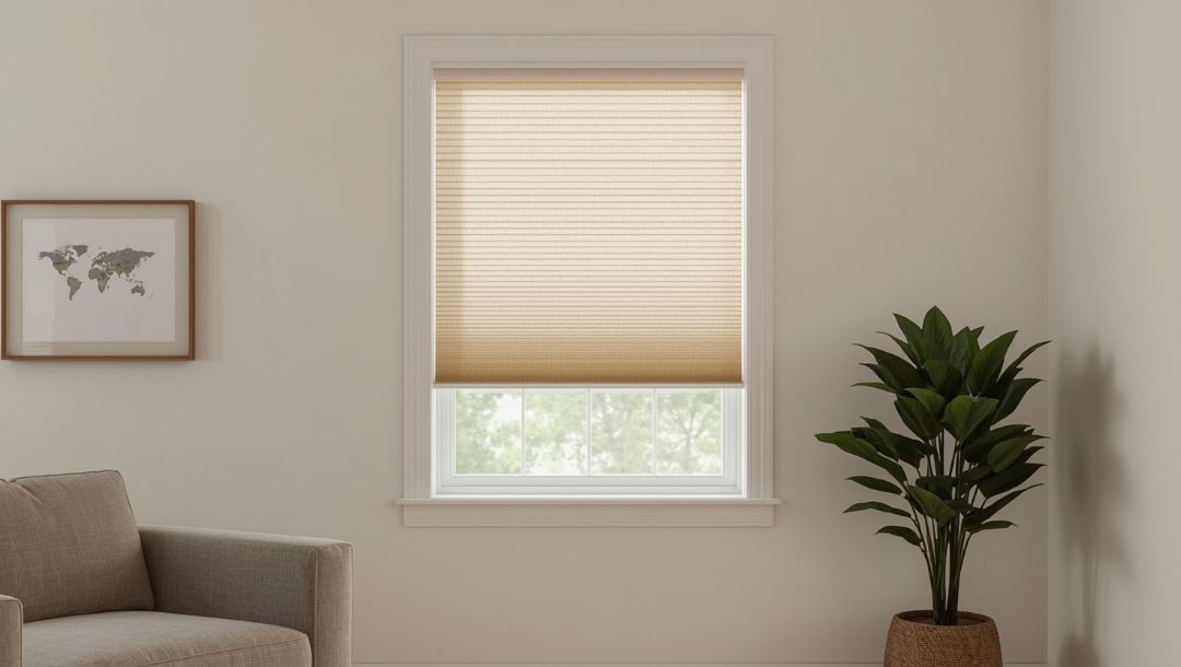 Cellular shades in a Missouri home, showing reduced outside visibility and privacy trade-offs that homeowners may consider by Love is Blinds.