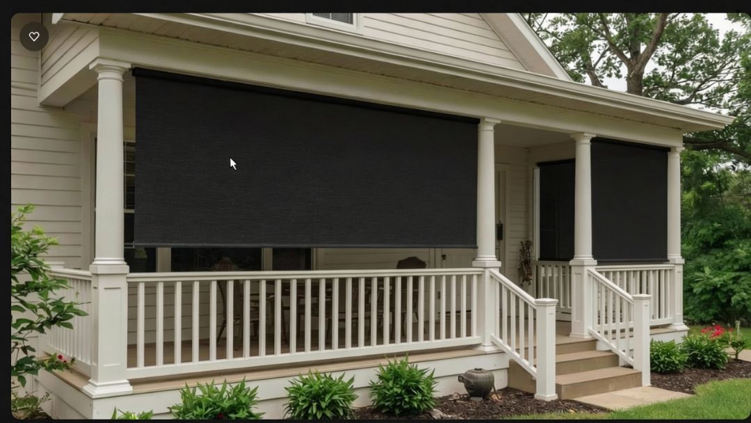 Durable porch blinds for weather protection on a Missouri home, built with exterior-grade hardware by Love is Blinds.
