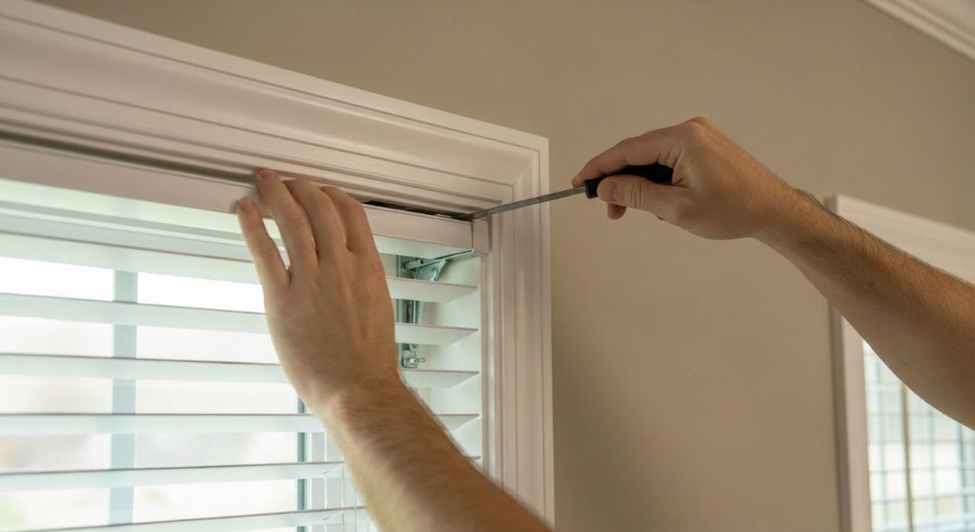 DIY guide showing how to remove window blinds with hidden brackets safely in a Missouri home by Love is Blinds.