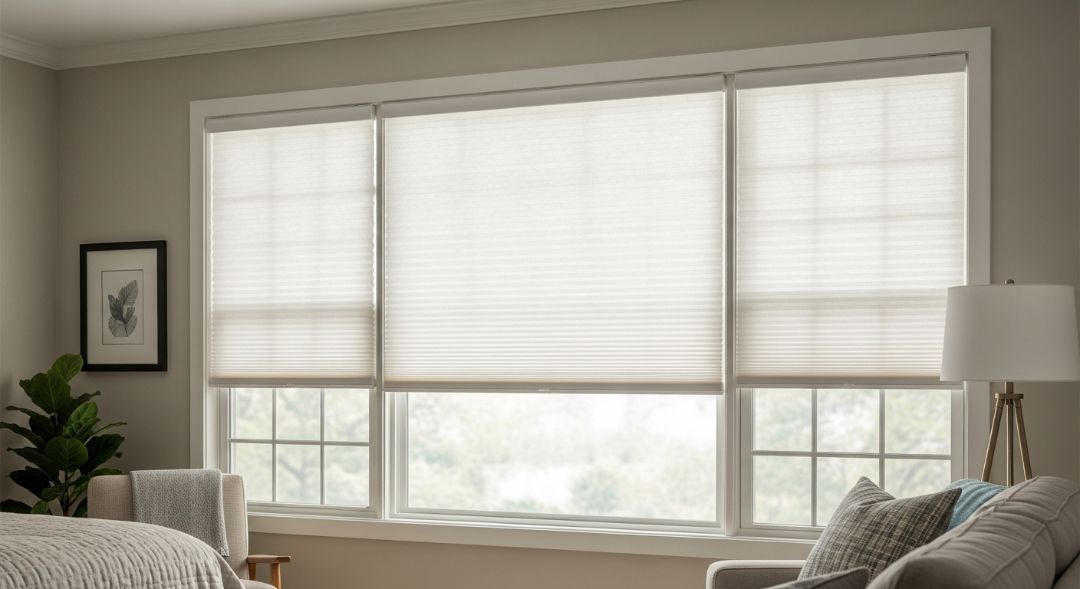 Cellular shades in a Missouri home, showing reduced outside visibility and privacy trade-offs that homeowners may consider by Love is Blinds.