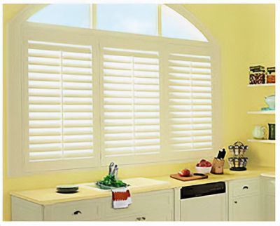 Love is Blinds St. Louis: A kitchen with white cabinets and shutters on the windows