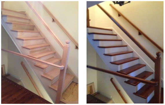 before and after view of stairway