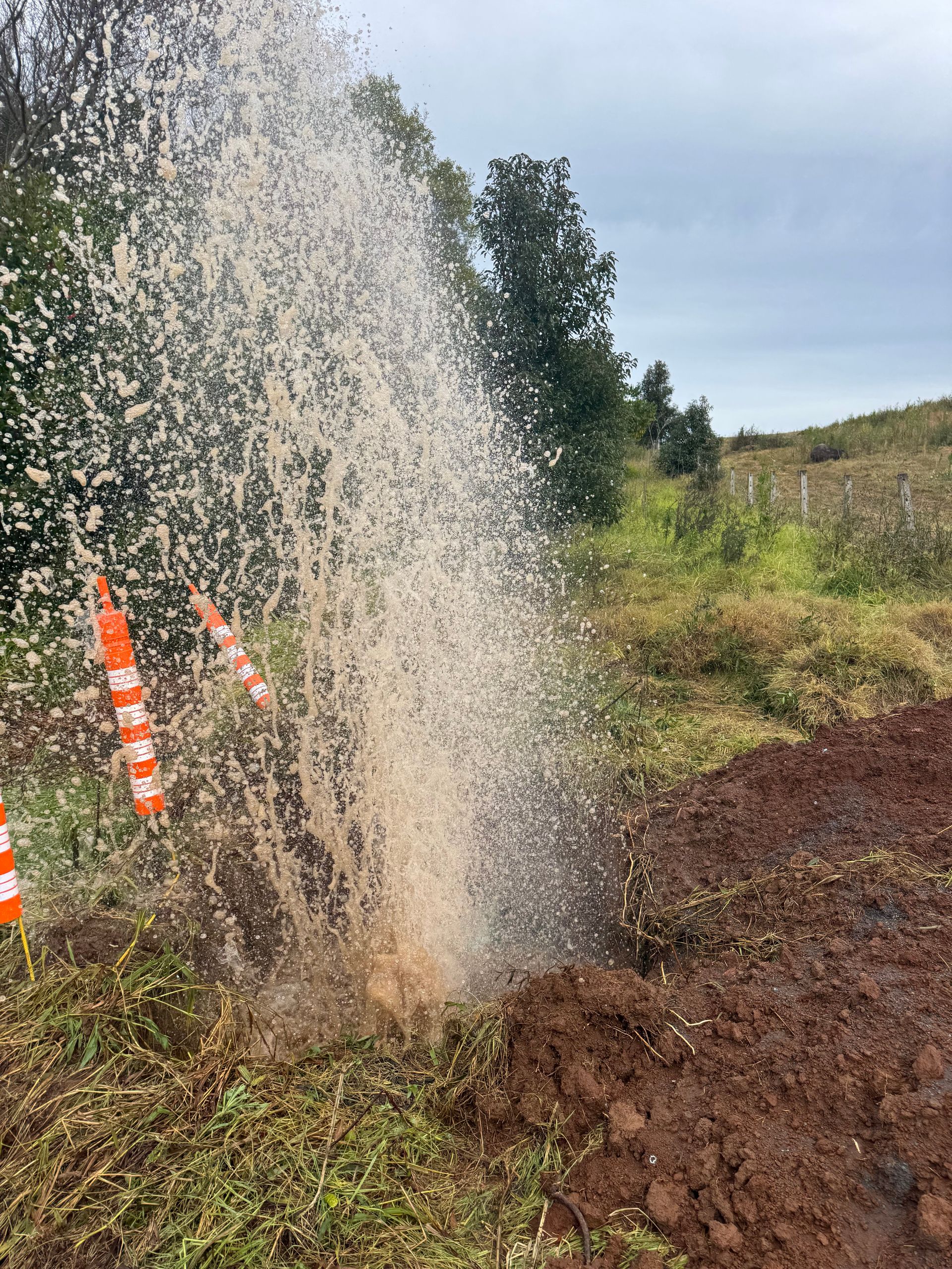 Water Erupts From a Broken Pipe in a Dirt Patch — Commercial Leak Detection in Mudgeeraba, QLD