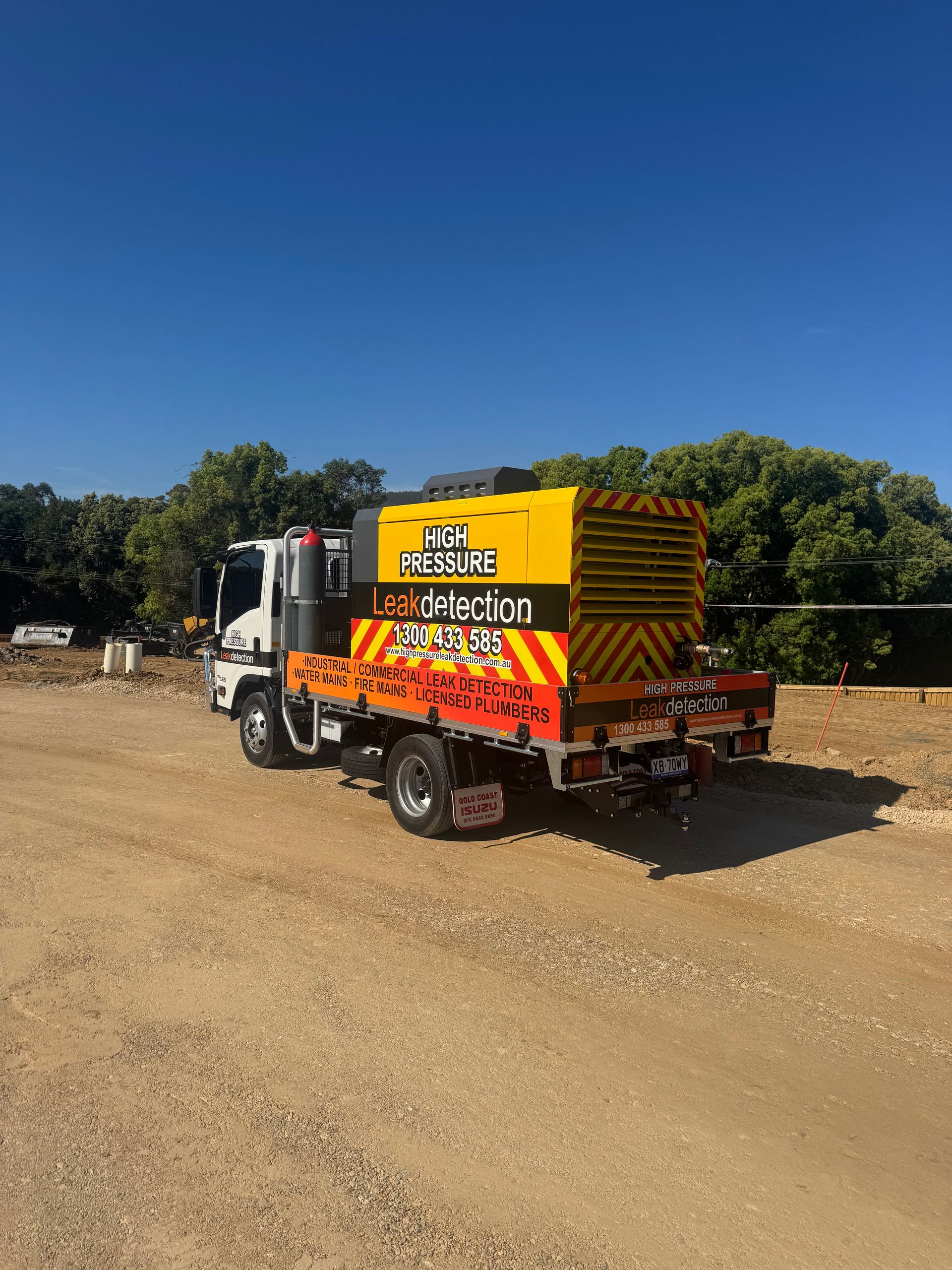 Truck With Yellow and Gray Equipment — Commercial Leak Detection in Mudgeeraba, QLD