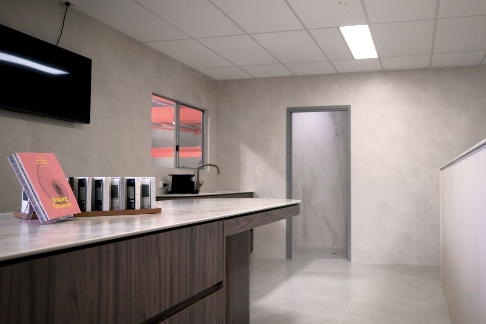 Showroom interior with stone benchtop and display counter in Cairns