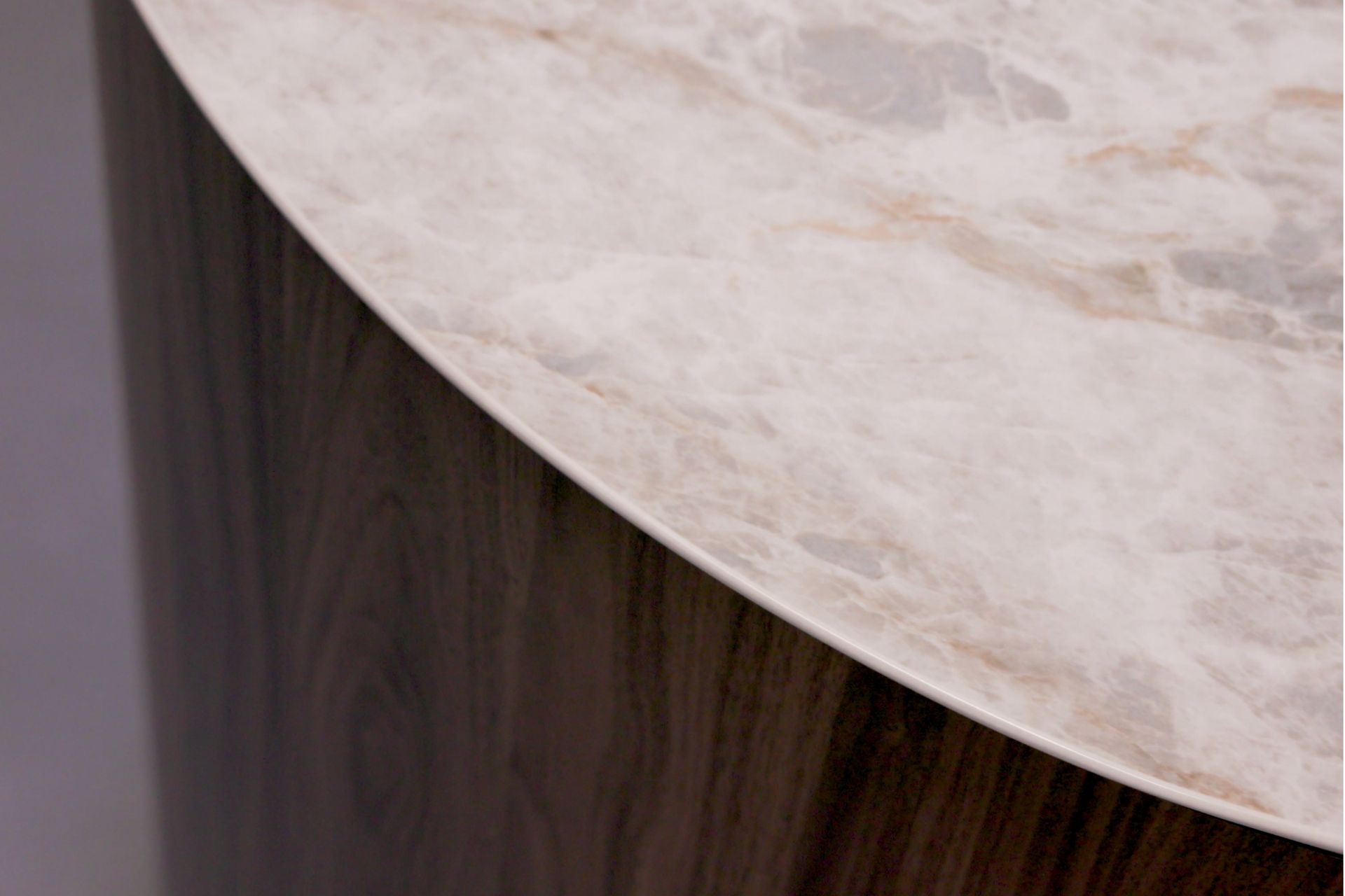 Curved stone benchtop detail showcasing craftsmanship and finish