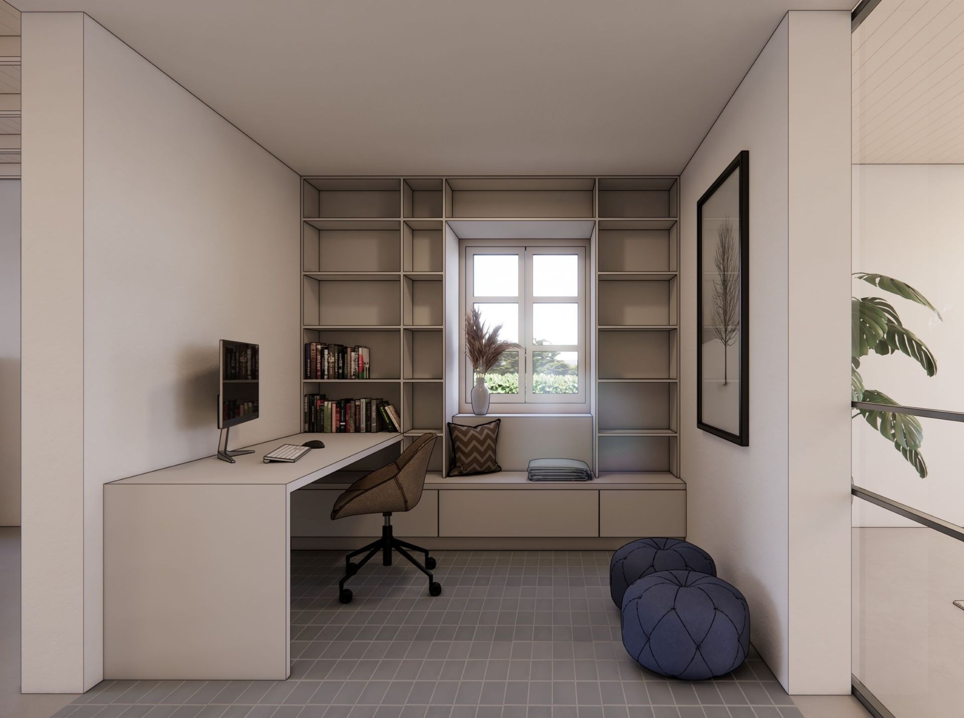 Exterieur van een moderne aanbouw met grote glaspartij, houten gevel en zinken dak.