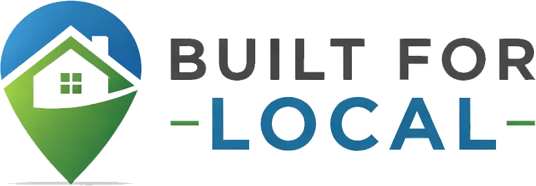 Logo with a house inside a location pin graphic and the words