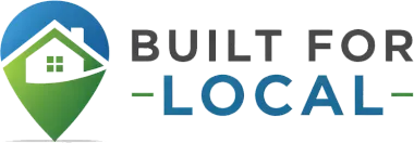 Logo with a house inside a location pin graphic and the words