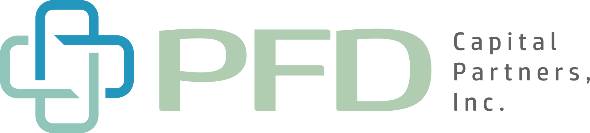 PFD Capital Partners Inc. logo with interlocking teal and light green geometric mark and gray text