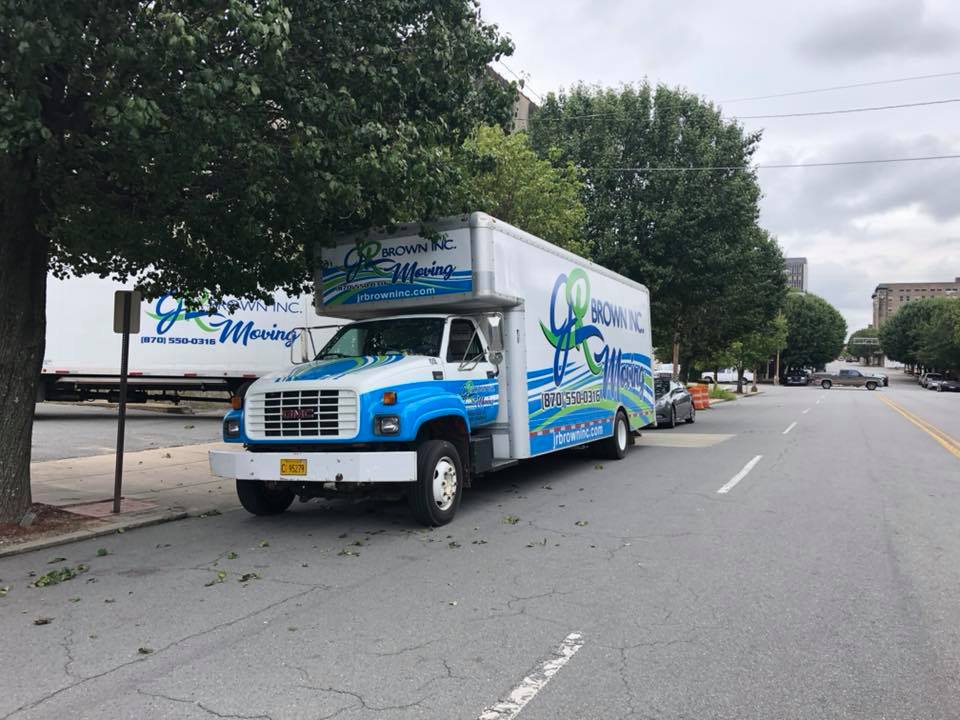 jr brown truck with graphics ready for residential movemove