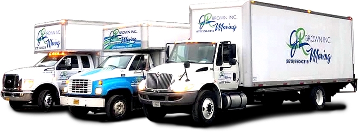 jr brown inc moving trucks lined up in sheridan