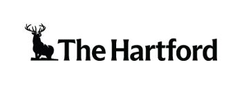 A black and white logo for the hartford with a deer on it.