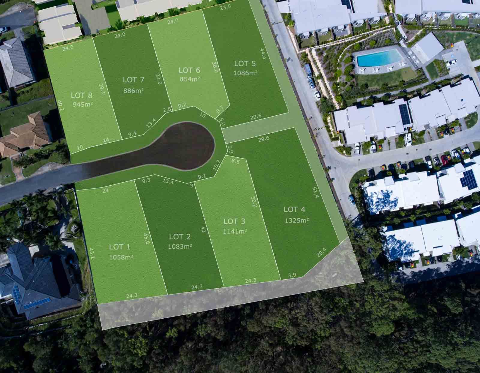 An Aerial View Of A Residential Area With Lots Of Green Grass β Harrison Development Group In Surfers Paradise, QLD