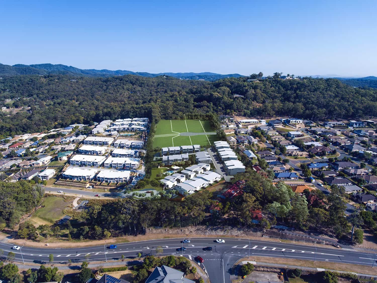 An Aerial View Of A Residential Area β Harrison Development Group In Surfers Paradise, QLD