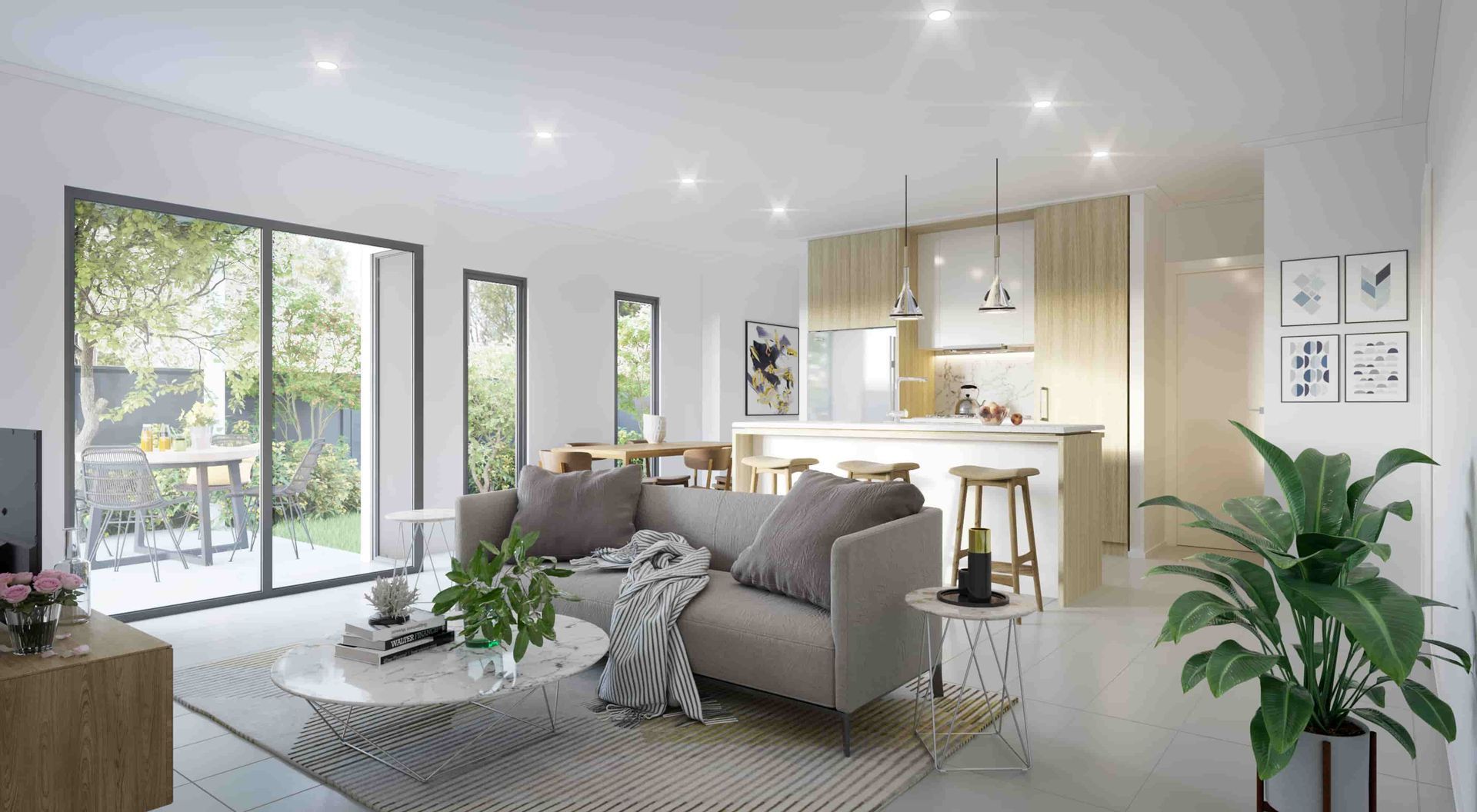 A Living Room With A Couch And A Coffee Table — Harrison Development Group In Surfers Paradise, QLD