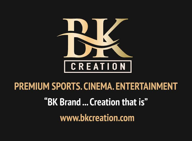 A bk creation logo on a black background