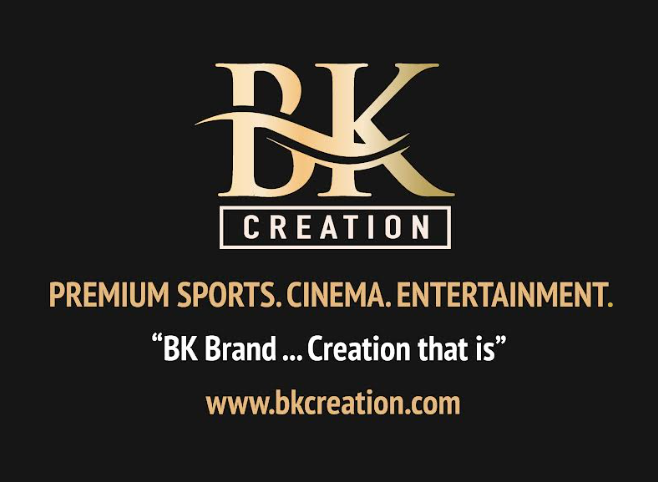 A bk creation logo on a black background