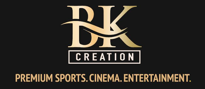 A bk creation logo on a black background