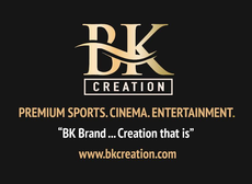 A bk creation logo on a black background