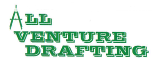 Logo for All Venture Drafting: a red house icon with a green roof next to the text