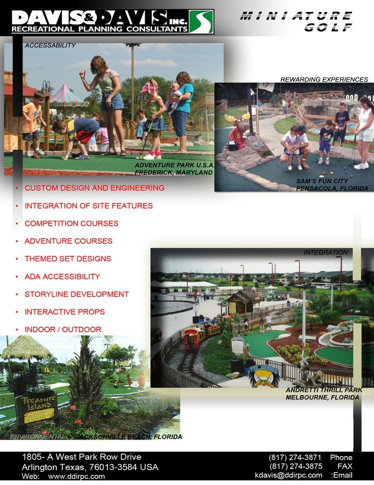 A page showing Davis & Davis Inc.'s services related to Miniature Golf.