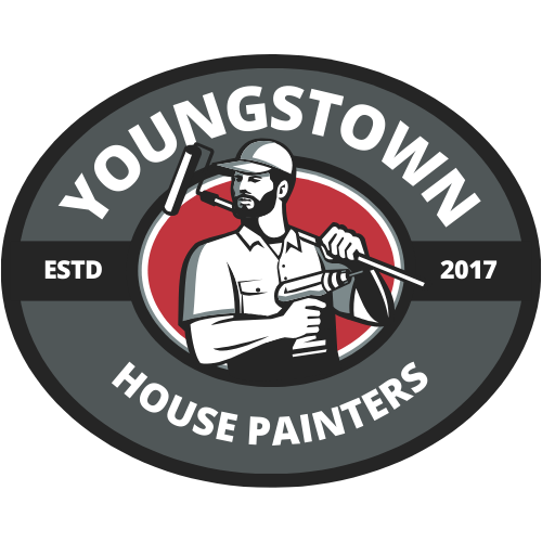 The logo for youngstown house painters shows a man holding a paint roller.