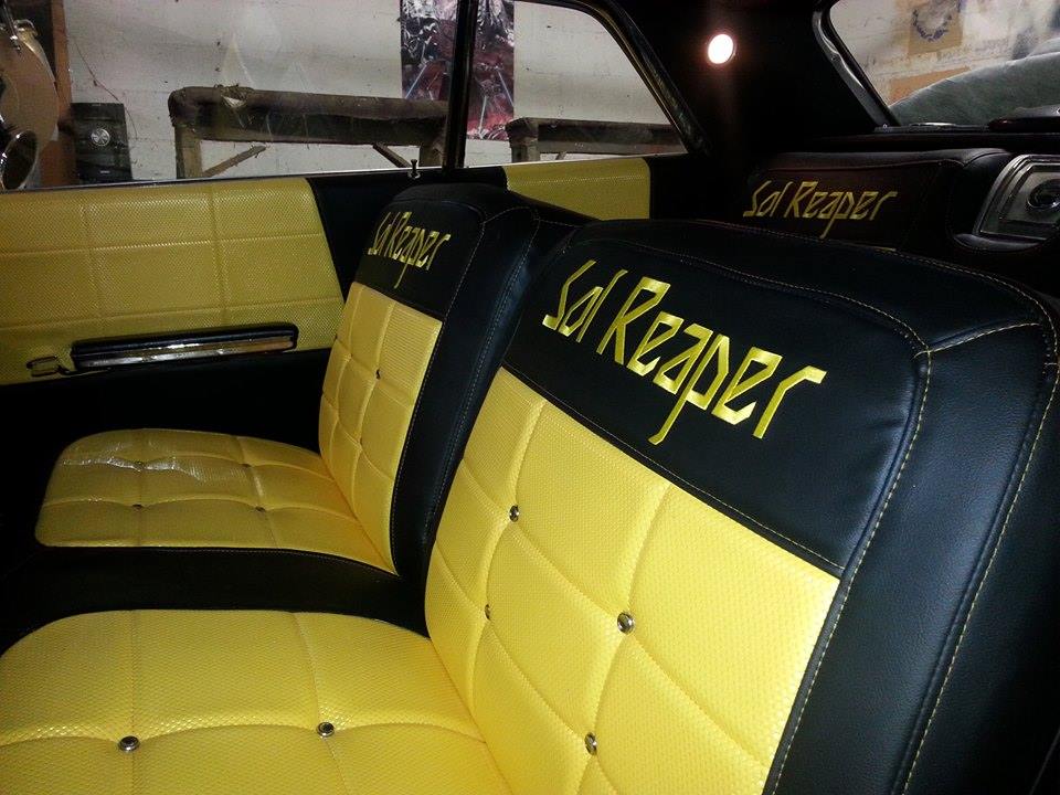 Black and Yellow Leather Seats — Moreland, GA — AAA Quality Upholstery And Trim, LLC