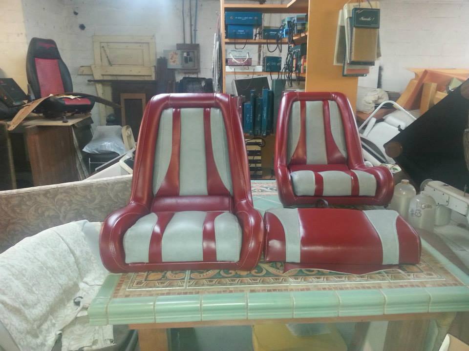 Repairing Grey and White Backseat — AAA Quality Upholstery And Trim, LLC