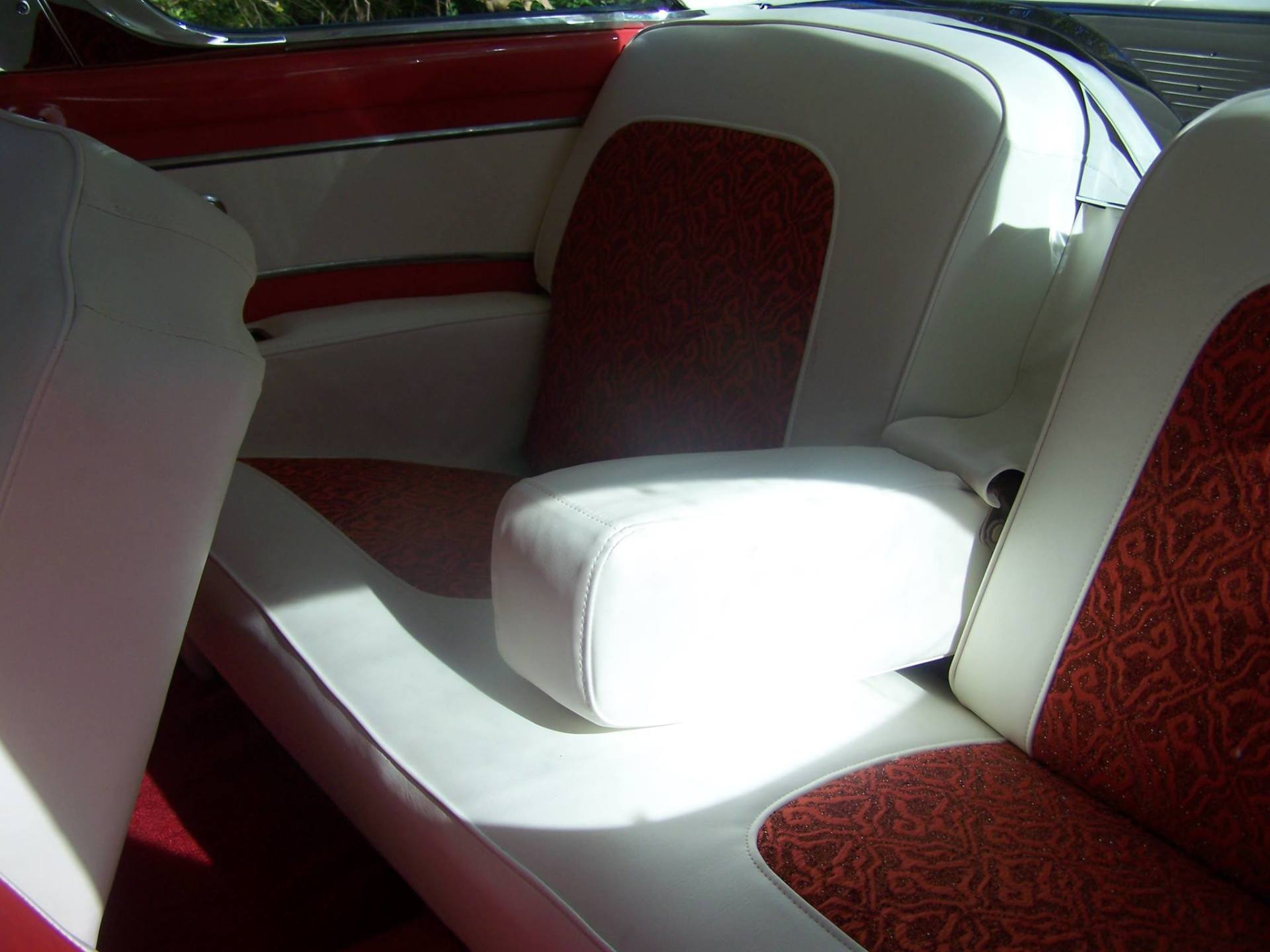 White and Red Backseat — Moreland, GA — AAA Quality Upholstery And Trim, LLC