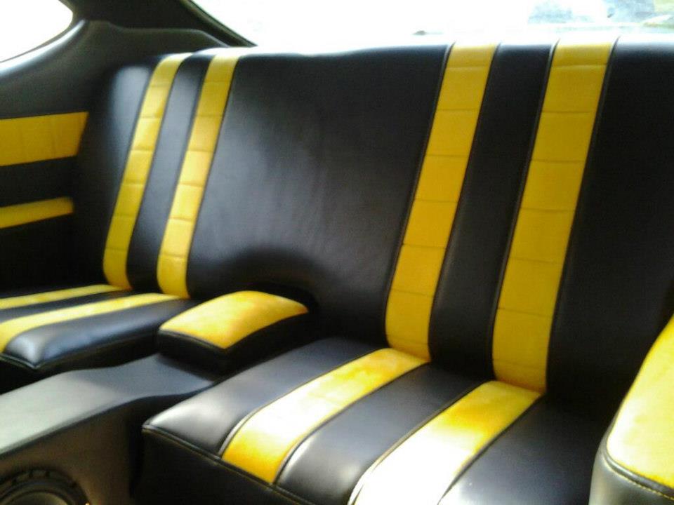 Cool Black and Yellow Backseat — Moreland, GA — AAA Quality Upholstery And Trim, LLC