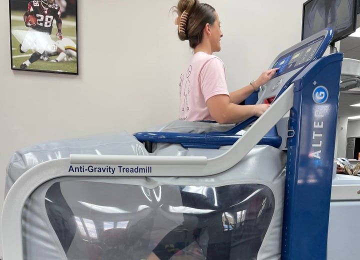 AlterG Treadmill in use at Back in the Game Physical Therapy.