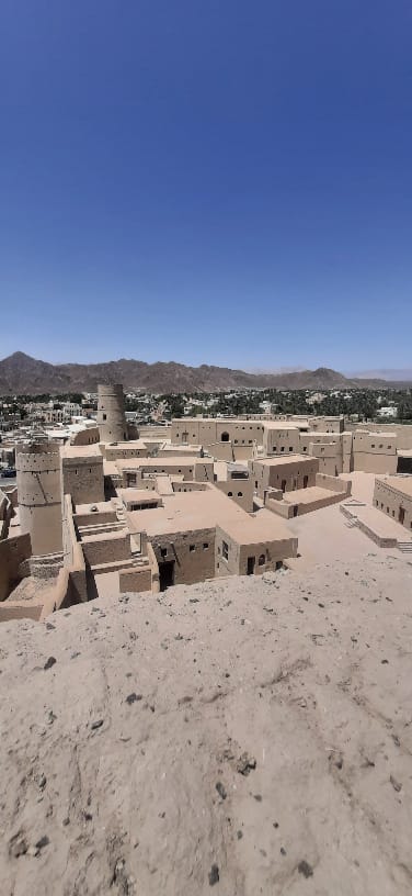 View of the fishing village and rocky coastline near Sur, Oman