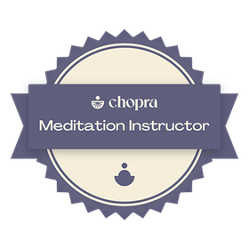 A badge that says chopra meditation instructor on it
