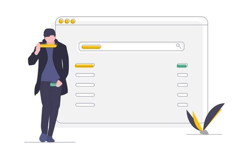 A man is standing in front of a computer screen with a pen in his hand.