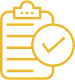 A clipboard with a check mark in a circle.